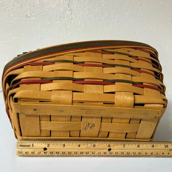 VTG Longaberger Holiday Sleigh Basket Imperial Stripe Liner Protector & Runner - Picture 5 of 16